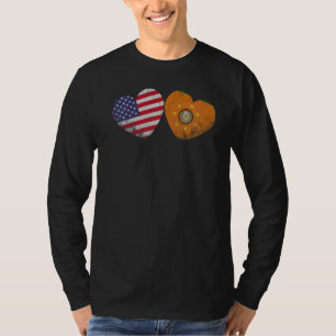 Camiseta Heart Cherokee Bandera Americana Familia Patriótic
