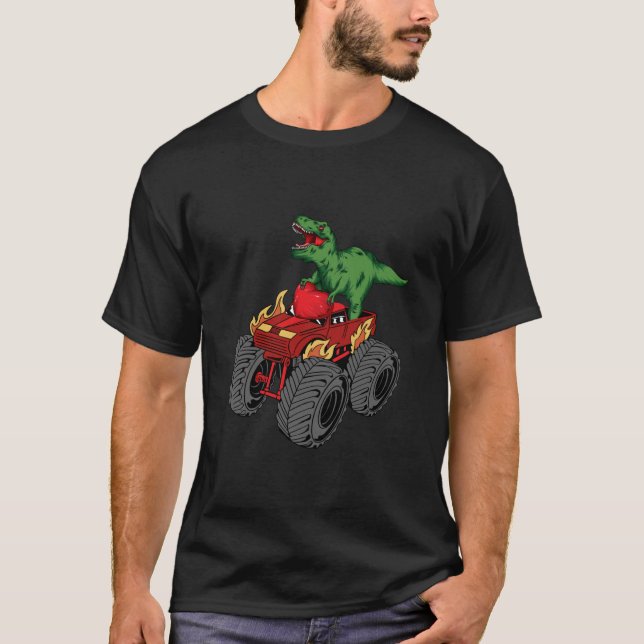 Camiseta Heart Dino Valentine's Day Monster Truck Date Coup (Anverso)