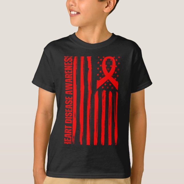 Camiseta Heart Disease Awareness American Flag Chd Congenit (Anverso)