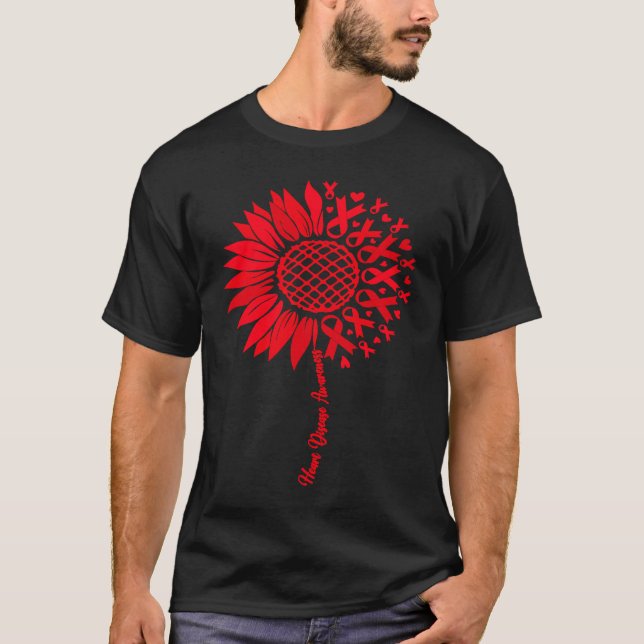 Camiseta Heart Disease Awareness Month Sunflower For Women  (Anverso)