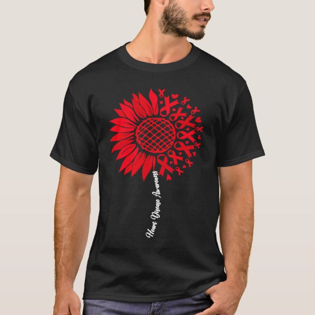 Camiseta Heart Disease Awareness Month Sunflower For Women  (Anverso)