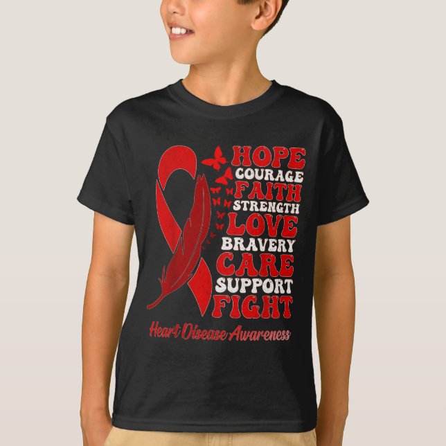 Camiseta Heart Disease Awareness Red Butterflies Ribbon Sup (Anverso)