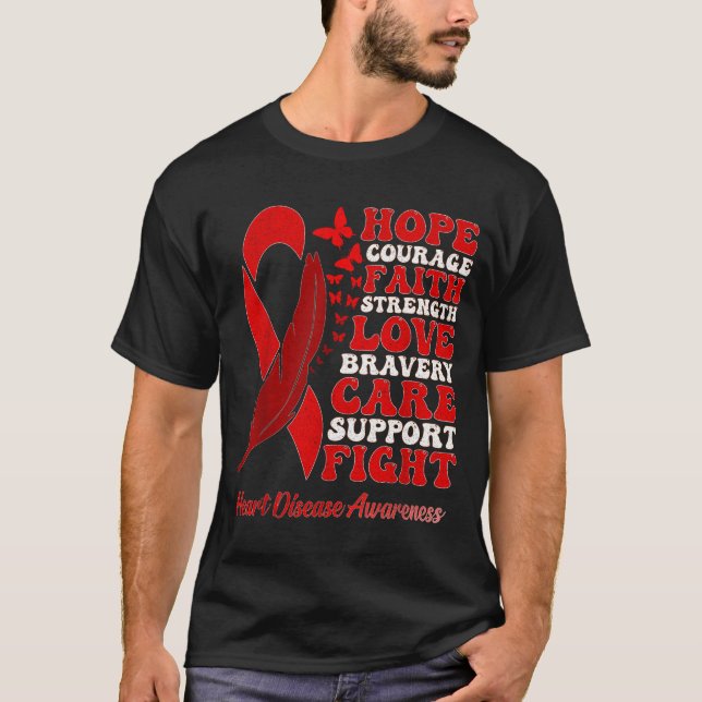 Camiseta Heart Disease Awareness Red Butterflies Ribbon Sup (Anverso)