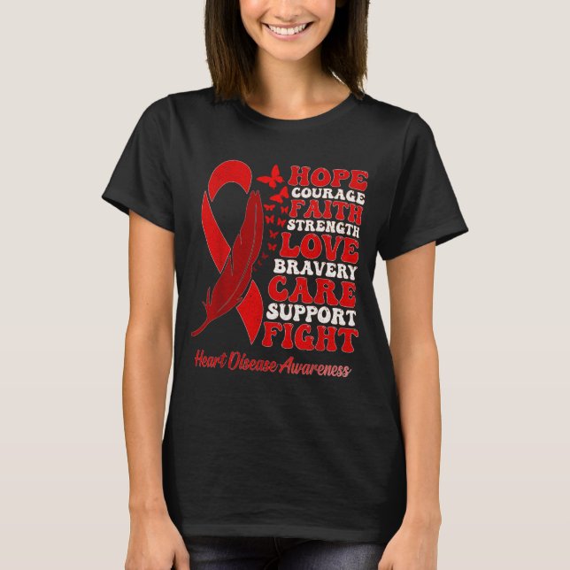 Camiseta Heart Disease Awareness Red Butterflies Ribbon Sup (Anverso)