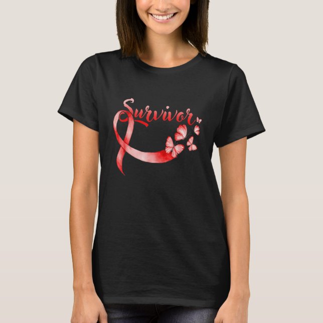 Camiseta Heart Disease Awareness Red Butterflies Ribbon Sur (Anverso)