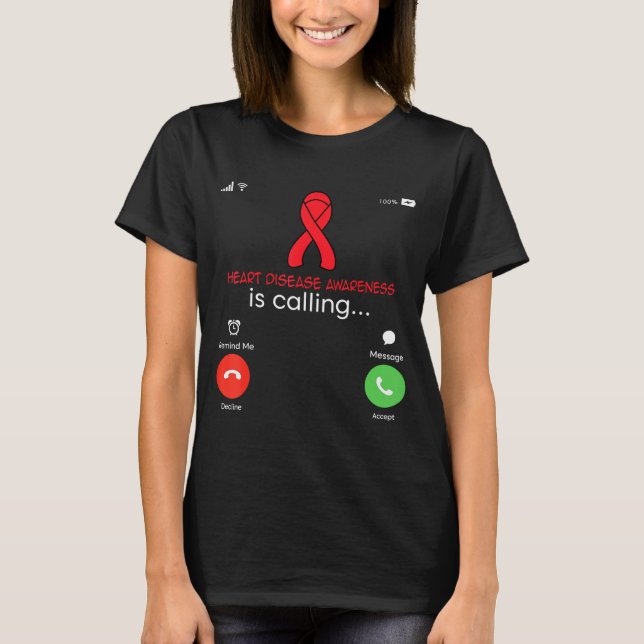 Camiseta Heart Disease Awareness Red Ribbon Heart Attack Su (Anverso)