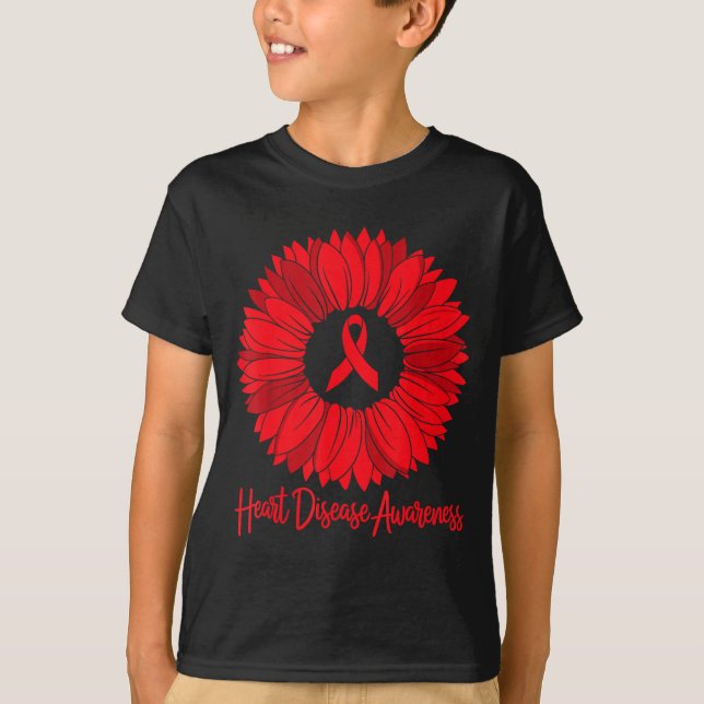Camiseta Heart Disease Awareness Sunflower Go Red Women Hea (Anverso)
