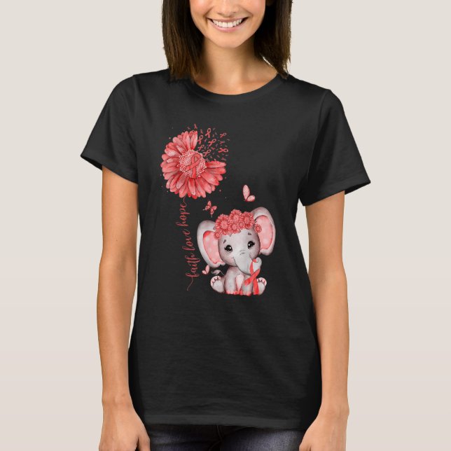 Camiseta Heart Disease Cute Elephant With Sunflower And Red (Anverso)