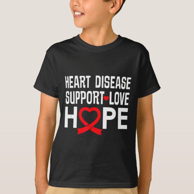 Camiseta Heart Disease Suprt Love Hope Red Ribbon  (Anverso)