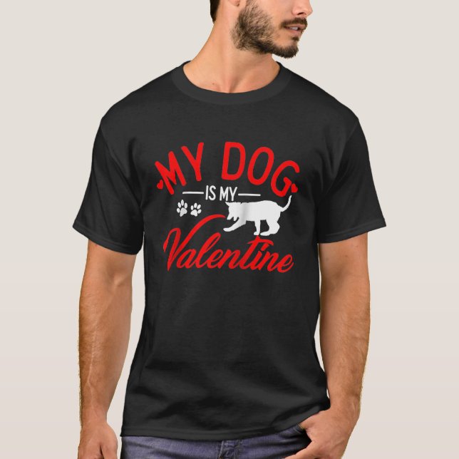 Camiseta Heart Dog Valentine's Day Dog Mom Dad Date Single  (Anverso)