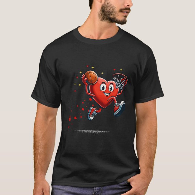 Camiseta Heart Dunking Valentines Day Basketball Kids  (Anverso)