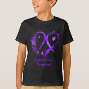 Camiseta Heart Faith Hope Love Opioid Sobredosis Purple Rib
