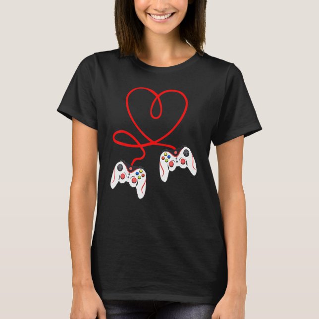 Camiseta Heart Game Controllers Video Gamers Gaming Valenti (Anverso)
