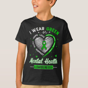 Camiseta Heart I Wear Green For Mental Health Awareness Mon