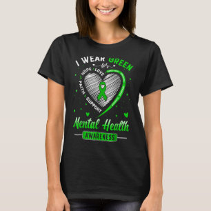 Camiseta Heart I Wear Green For Mental Health Awareness Mon