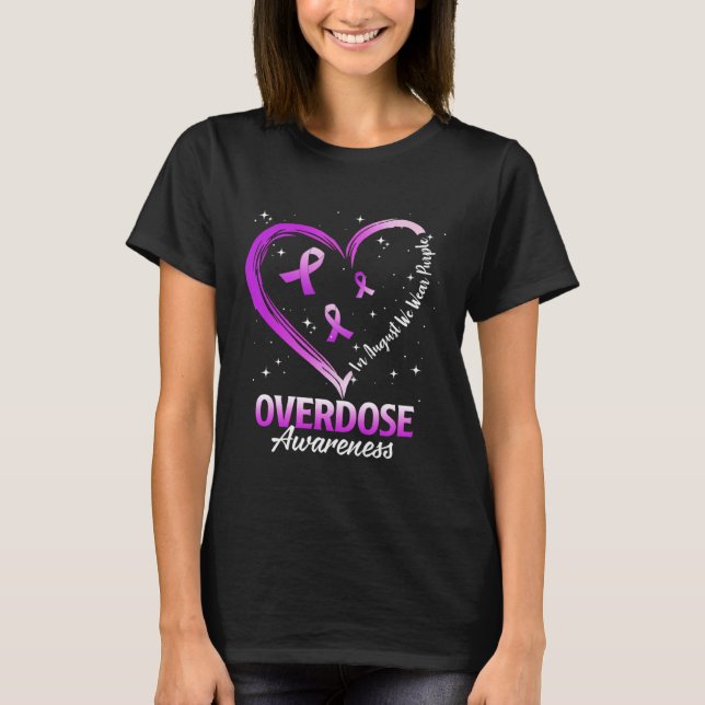 Camiseta Heart In August We Wear Purple Overdose Awareness  (Anverso)