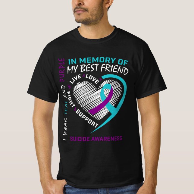 Camiseta Heart In Memory Of Best Friend Suicide Awareness P (Anverso)