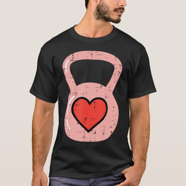 Camiseta Heart Kettlebell Gym Fitness Día de San Valentín W (Anverso)