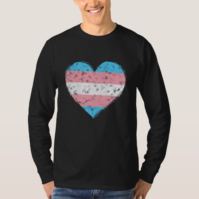 Camiseta Heart LGBT Pride Month Retro LGBTQ Transgender Fla (Anverso)