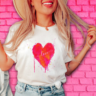 Camiseta Heart Love Modern Watercolor Artsy El día de San V