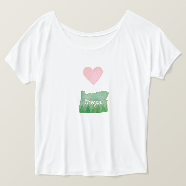 Camiseta Heart (Love) Oregon State Green Valley (Anverso del diseño)