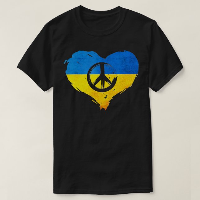 Camiseta Heart Love Peace Ukraine, Support Ukraine, Ukraini (Diseño del anverso)