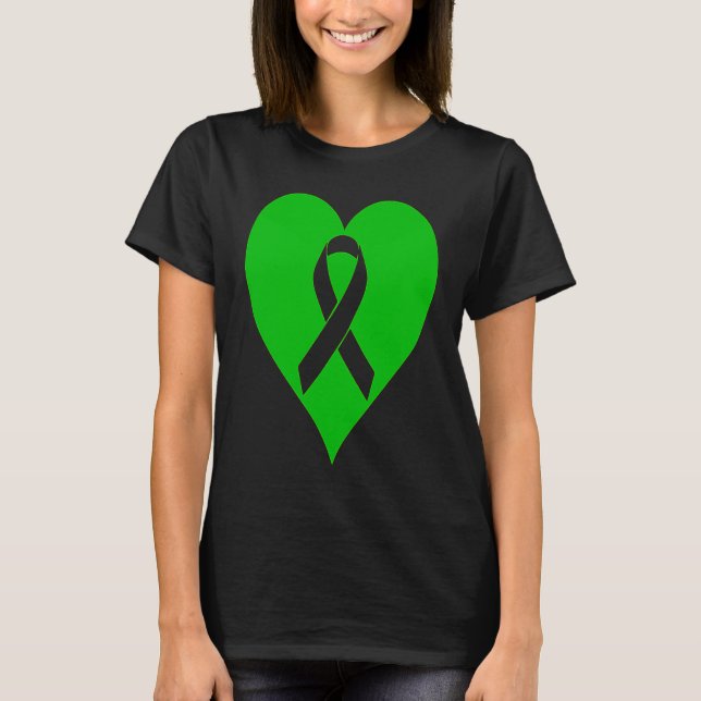 Camiseta Heart Mental Health Awareness Green Ribbon Support (Anverso)