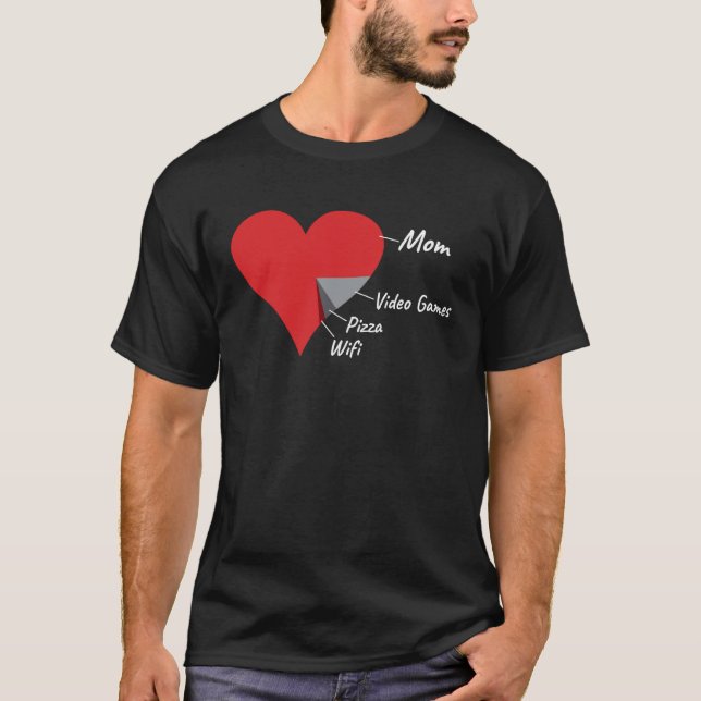 Camiseta Heart Mom Video Games Pizza Wifi Valentines Day (Anverso)