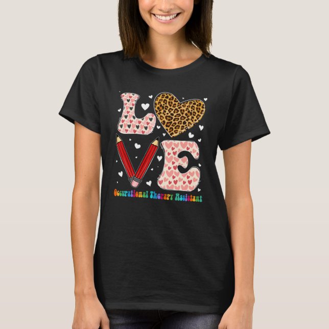 Camiseta Heart Occupational Therapy Assistant Leopard Valen (Anverso)