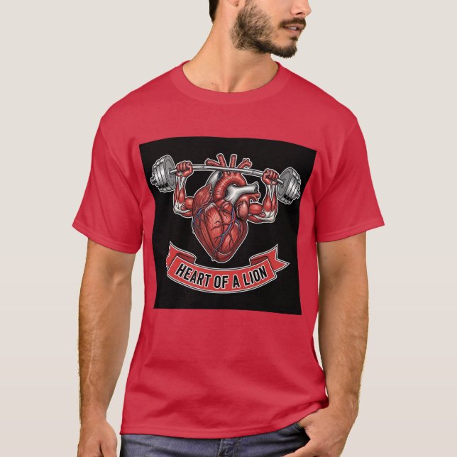 Camiseta Heart of a Lion - Anatomical Heart Weightlifting (Anverso)