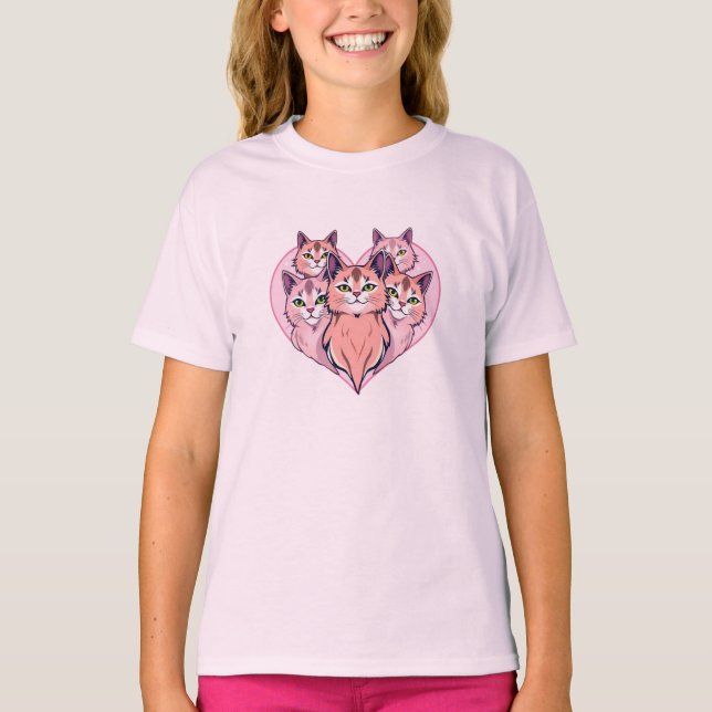Camiseta Heart of Cats – Cute Cat Family Love Design (Anverso)