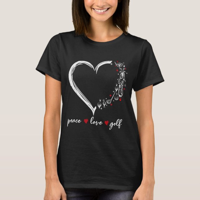 Camiseta Heart Peace Love Golf Player Srt Lovers Outfit Wom (Anverso)