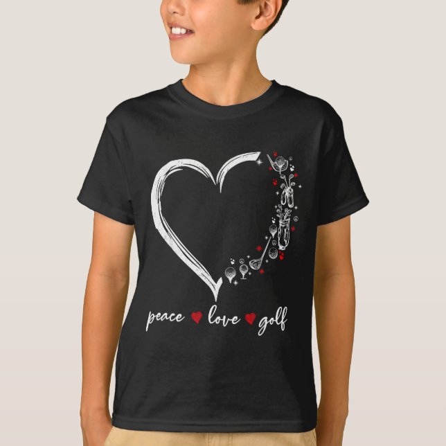 Camiseta Heart Peace Love Golf Player Srt Lovers Outfit Wom (Anverso)