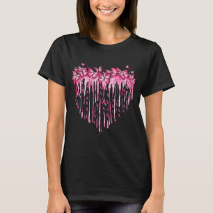 Camiseta Heart Pink Ribbon Butterflies Breast Cancer Awaren