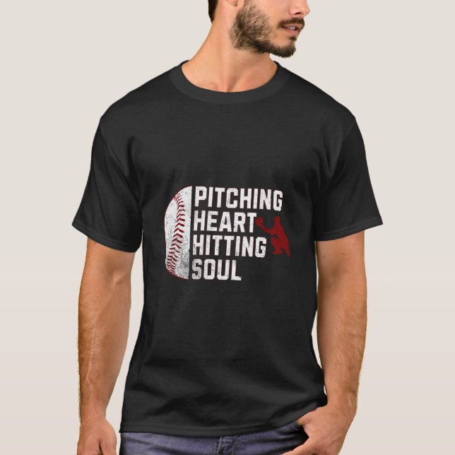 Camiseta Heart Pitch Soul Hit - Love Baseball Art (Anverso)