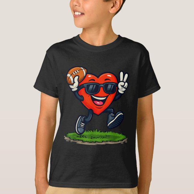 Camiseta Heart Playing American Football Rugby Valentine Me (Anverso)