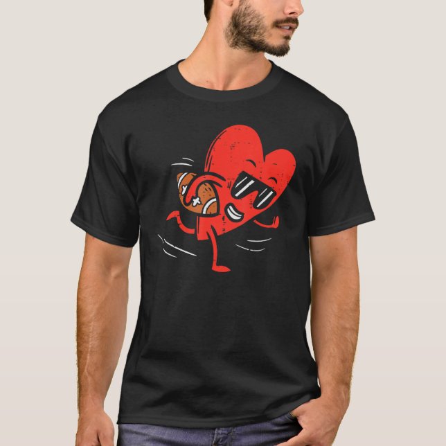 Camiseta Heart Playing American Football Valentines Day Spo (Anverso)