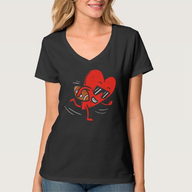Camiseta Heart Playing American Football Valentines Day Spo (Anverso)