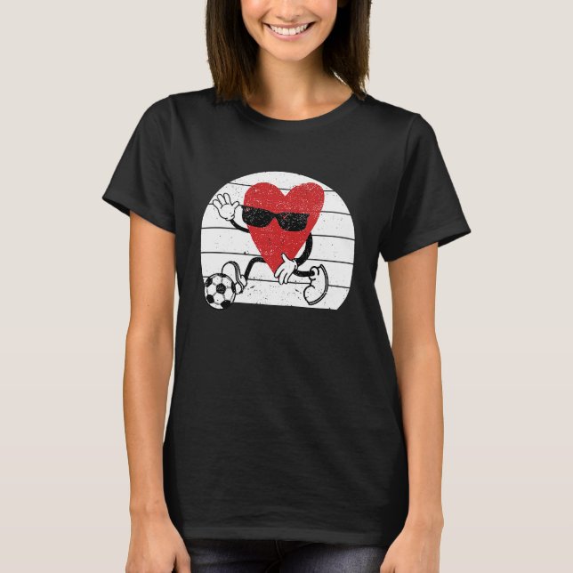 Camiseta Heart Playing Soccer Valentine's Day Football Play (Anverso)