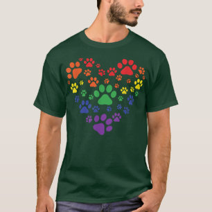 Camiseta HEART Rainbow Dog Love Paw Prints, Gay Pride Pet D