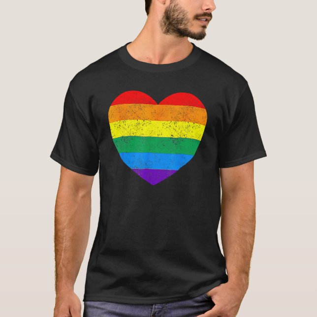 Camiseta Heart Rainbow Flag LGBT Gay Les Pride Support LGBT (Anverso)