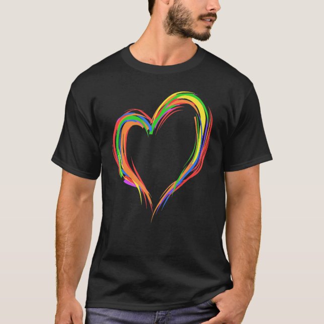 Camiseta Heart Rainbow Flag LGBT Gay Les Pride Support LGBT (Anverso)