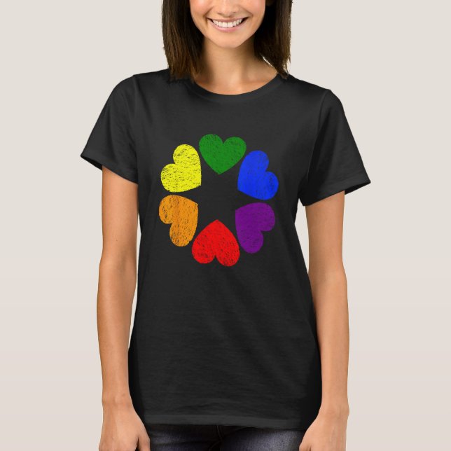 Camiseta Heart Rainbow Flag LGBT Gay Pride Month Support LG (Anverso)