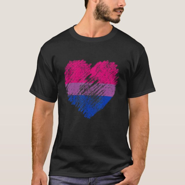 Camiseta Heart Retro LGBT Pride Month Support LGBTQ Flag Bi (Anverso)