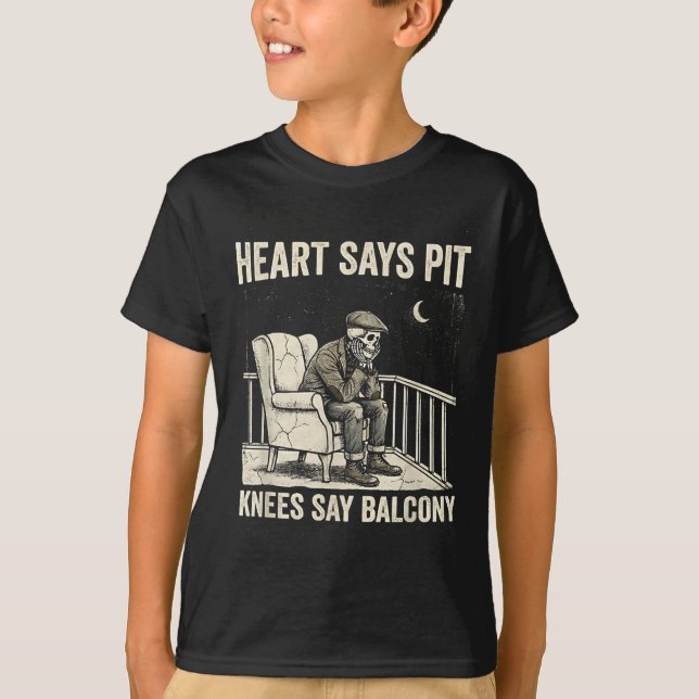 Camiseta Heart Says T Knees Say Balcony Funny Old Men Music (Anverso)