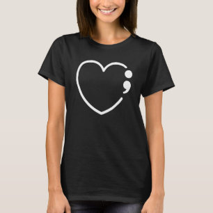 Camiseta Heart Semicolon Green Ribbon Mental Health Awarene