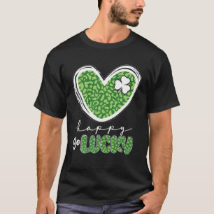 Camiseta Heart Shamrock Clover Happy Go Lucky St Patricks D