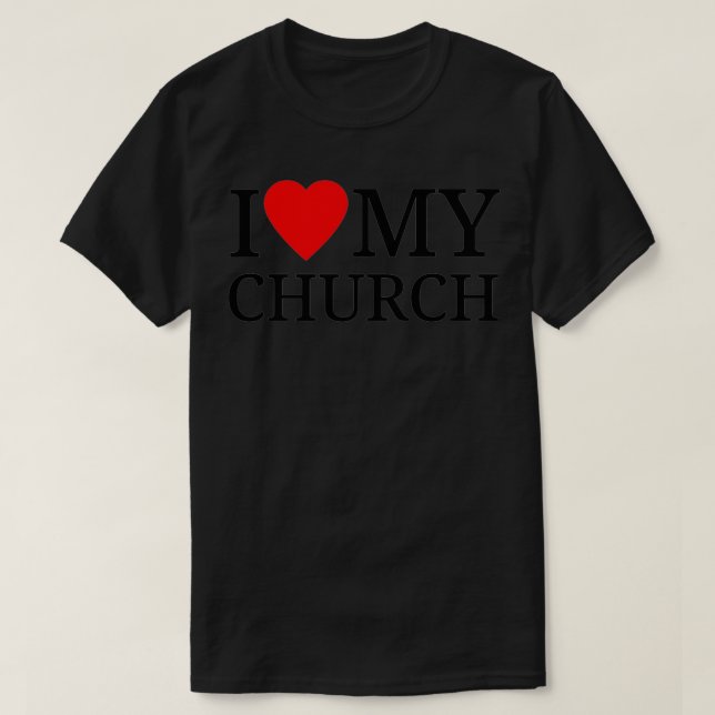Camiseta (Heart Shape) I Love My Church  Christian  (Diseño del anverso)