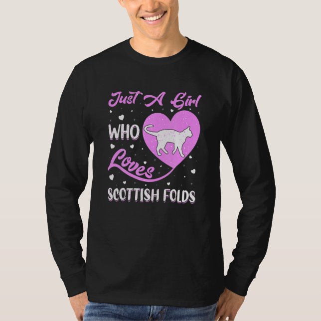 Camiseta Heart Shape Just A Girl Who Loves Scottish Folds (Anverso)