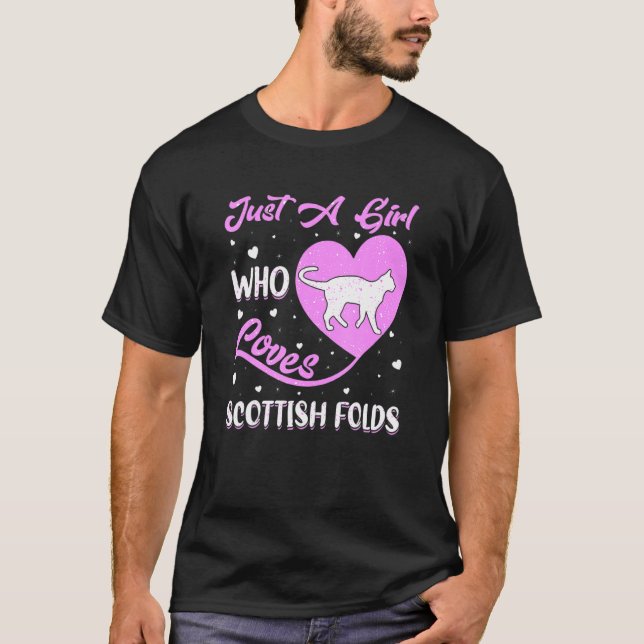 Camiseta Heart Shape Just A Girl Who Loves Scottish Folds (Anverso)